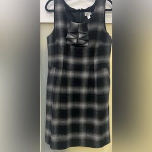 LOFT Black and Gray Plaid Dress Size 14